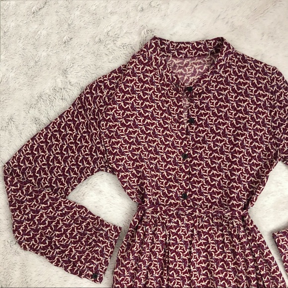 Burgundy button up flowy dress - Picture 3 of 10